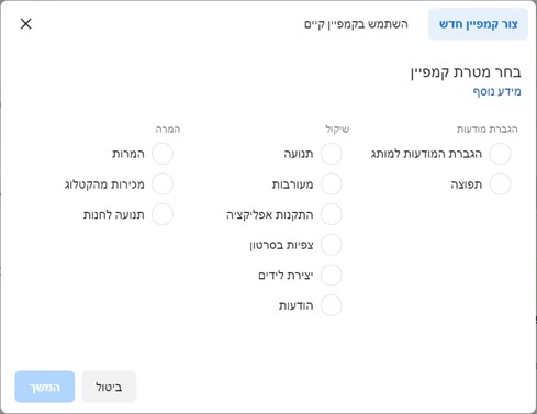 ניהול קמפיין בפייסבוק